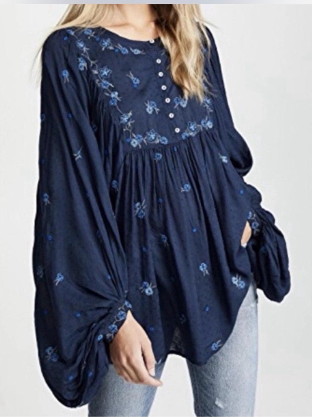 Free People Kiss From A Rose Embroidered Boho Tunic/Dress